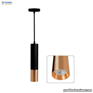 Lampara Colgante Tubular de Aluminio Negro Dorado